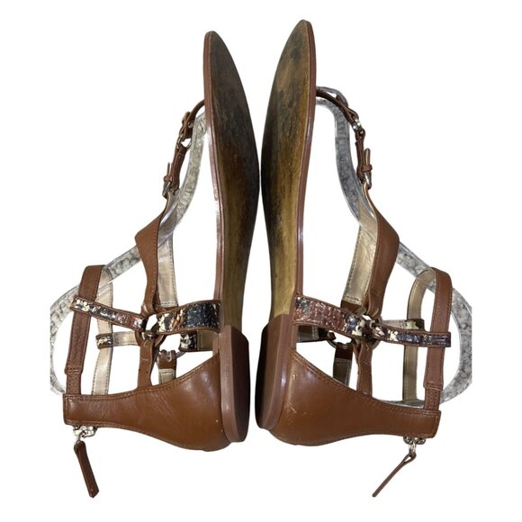 WHBM Aviva Gladiator Sandal Brown Snake size 8.5 Back Zip - Picture 8 of 11